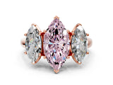 Rose gold Three-Stone Fancy Pink Marquise Cut Diamond Engagement Ring with Prong Setting_3