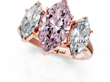 Rose gold Three-Stone Fancy Pink Marquise Cut Diamond Engagement Ring with Prong Setting_4