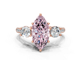 Rose gold Three-Stone Fancy Pink Marquise  Cut Diamond Pavé Band with Four-Prong Setting_28