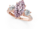 Rose gold Three-Stone Fancy Pink Marquise  Cut Diamond Pavé Band with Four-Prong Setting_29