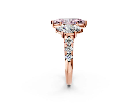 Rose gold Three-Stone Fancy Pink Marquise Cut Diamond Pavé Band with Prong Setting_13