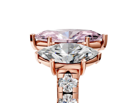 Rose gold Three-Stone Fancy Pink Marquise Cut Diamond Pavé Band with Prong Setting_28