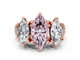 Rose gold Three-Stone Fancy Pink Marquise  Cut Diamond Ring with Channel-Set Band and Four-Prong Setting_51