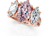 Rose gold Three-Stone Fancy Pink Marquise  Cut Diamond Ring with Channel-Set Band and Four-Prong Setting_52