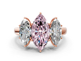 Rose gold Three-Stone Fancy Pink Marquise  Cut Diamond Ring with Channel-Set Band and Four-Prong Setting_66