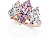 Rose gold Three-Stone Fancy Pink Marquise Cut Diamond Ring with Pavé Band and Prong Setting_72