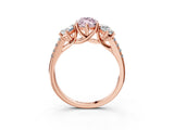 Rose gold Three-Stone Fancy Pink Marquise Cut Diamond Ring with Pavé Band and Prong Setting_74