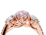 Rose gold Three-Stone Fancy Pink Marquise Cut Diamond Ring with Pavé Band and Prong Setting_75