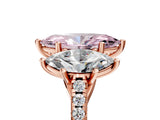 Rose gold Three-Stone Fancy Pink Marquise Cut Diamond Ring with Pavé Band and Prong Setting_76