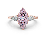 Rose gold Three-Stone Fancy Pink Marquise  Cut Diamond Ring with Pear Side Stones in Four-Prong Setting_110