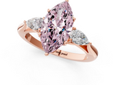 Rose gold Three-Stone Fancy Pink Marquise  Cut Diamond Ring with Pear Side Stones in Four-Prong Setting_111