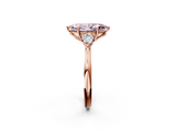 Rose gold Three-Stone Fancy Pink Marquise  Cut Diamond Ring with Pear Side Stones in Four-Prong Setting_112