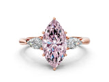 Rose gold Three-Stone Fancy Pink Marquise Cut Diamond Ring with Pear  Side Stones in Four-Prong Setting_48
