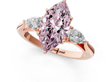 Rose gold Three-Stone Fancy Pink Marquise Cut Diamond Ring with Pear  Side Stones in Four-Prong Setting_49