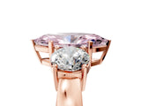 Rose gold Three-Stone Fancy Pink Marquise Cut Diamond Ring with Round Side Stones, Classic Band, and Four-Prong Setting_5