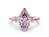 Rose gold Three-Stone Fancy Pink Marquise  Cut Diamond Solitaire with Prong Setting and Classic Band_25