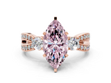 Rose gold Three-Stone Fancy Pink Marquise  Cut Diamond Twist Band with Prong Setting_56