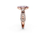 Rose gold Three-Stone Fancy Pink Marquise  Cut Diamond Twist Band with Prong Setting_58