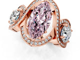 Rose gold Three-Stone Fancy Pink Marquise Cut Diamond Wave Pave Band with Prong Setting_1