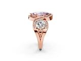Rose gold Three-Stone Fancy Pink Marquise Cut Diamond Wave Pave Band with Prong Setting_2