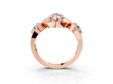 Rose gold Three-Stone Fancy Pink Marquise Cut Diamond Wave Pave Band with Prong Setting_3