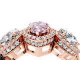 Rose gold Three-Stone Fancy Pink Marquise Cut Halo Diamond Milgrain Band with Four-Prong Setting_4
