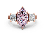 Rose gold Three-Stone Fancy Pink Marquise  Cut Solitaire Ring with Prong Setting_3