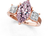 Rose gold Three-Stone Fancy Pink Marquise  Cut Solitaire Ring with Prong Setting_4