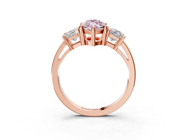 Rose gold Three-Stone Fancy Pink Marquise  Cut Solitaire Ring with Prong Setting