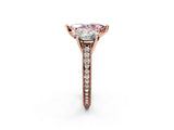 Rose gold Three-Stone Fancy Pink Marquise  Diamond Milgrain Pave Band with Prong Setting 3