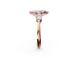 Rose gold Three-Stone Fancy Pink Marquise  Diamond Ring with Pear Side Stones in Four-Prong Setting_66