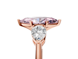 Rose gold Three-Stone Fancy Pink Marquise  Diamond Ring with Pear Side Stones in Four-Prong Setting_69