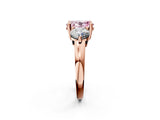 Rose gold Three-Stone Fancy Pink Oval  Brilliant Cut Solitaire Ring with Prong Setting on a Classic Band 2