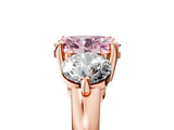 Rose gold Three-Stone Fancy Pink Oval  Brilliant Cut Solitaire Ring with Prong Setting on a Classic Band 5