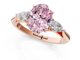 Rose gold Three-Stone Fancy Pink Oval Cut Brilliant Diamond Solitaire Ring with Tapered Band and Four-Prong Setting_7