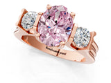 Rose gold Three-Stone Fancy Pink Oval Cut Cut Classic Band Prong Setting Ring_1
