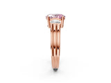 Rose gold Three-Stone Fancy Pink Oval Cut Cut Classic Band Prong Setting Ring_2
