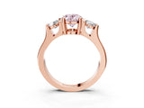 Rose gold Three-Stone Fancy Pink Oval Cut Cut Classic Band Prong Setting Ring_3