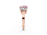 Rose gold Three-Stone Fancy Pink Oval Cut Cut Diamond Engagement Ring with Flat Band and Four-Prong Setting_14