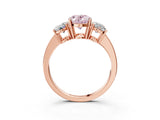 Rose gold Three-Stone Fancy Pink Oval Cut Cut Diamond Engagement Ring with Flat Band and Four-Prong Setting_15