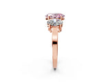 Rose gold Three-Stone Fancy Pink Oval Cut Cut Diamond Engagement Ring with Flat Band and Four-Prong Setting_2