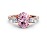 Rose gold Three-Stone Fancy Pink Oval Cut Cut Diamond Pavé Band with Prong Setting_15