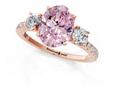 Rose gold Three-Stone Fancy Pink Oval Cut Cut Diamond Pavé Band with Prong Setting_16