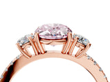 Rose gold Three-Stone Fancy Pink Oval Cut Cut Diamond Pavé Band with Prong Setting_19