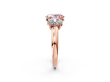 Rose gold Three-Stone Fancy Pink Oval Cut Cut Diamond Ring with Channel Set Band and Four-Prong Setting_2