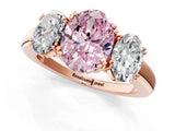 Rose gold Three-Stone Fancy Pink Oval Cut Cut Diamond Ring with Channel Set Band and Four-Prong Setting_25