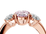 Rose gold Three-Stone Fancy Pink Oval Cut Cut Diamond Ring with Channel Set Band and Four-Prong Setting_28