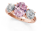 Rose gold Three-Stone Fancy Pink Oval Cut Cut Diamond Ring with Channel-Set Band and Prong Setting_1