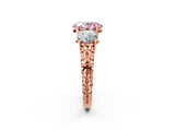 Rose gold Three-Stone Fancy Pink Oval Cut Cut Diamond Ring with Channel-Set Band and Prong Setting_2