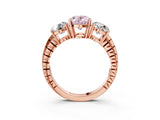 Rose gold Three-Stone Fancy Pink Oval Cut Cut Diamond Ring with Channel-Set Band and Prong Setting_3